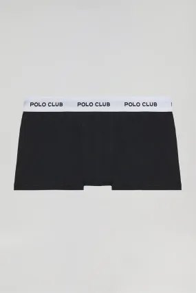 Boxer negro y blanco con logotipo Polo Club