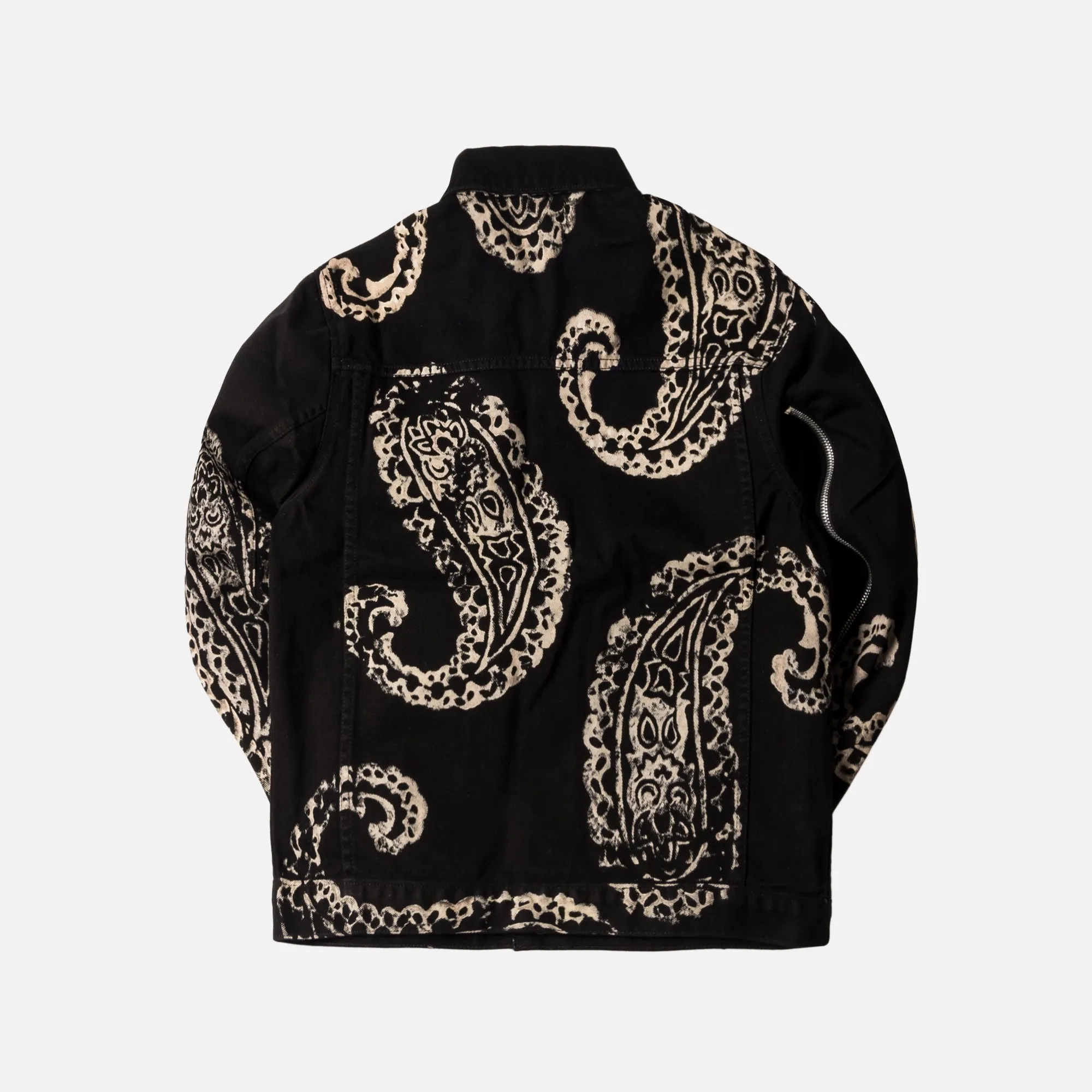 424 Paisley Denim Trucker Jacket - Black