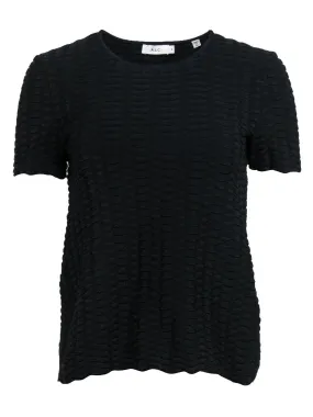 A.L.C. - Black Scale & Ribbed Texture Short Sleeve Shirt Sz S