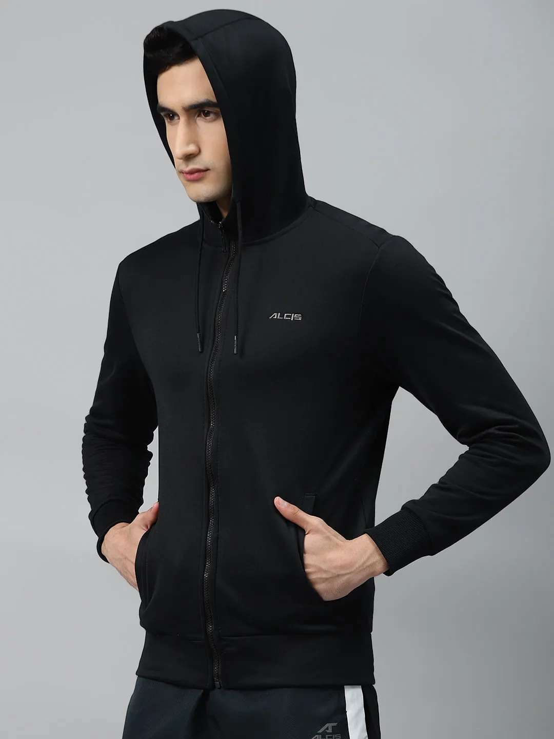 Alcis Men Black Solid Hooded Outdoor Jacket