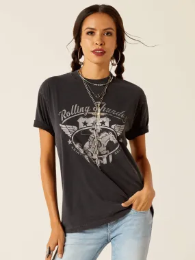 Ariat 10051274 Womens Rolling Thunder T-Shirt Black Acid Wash