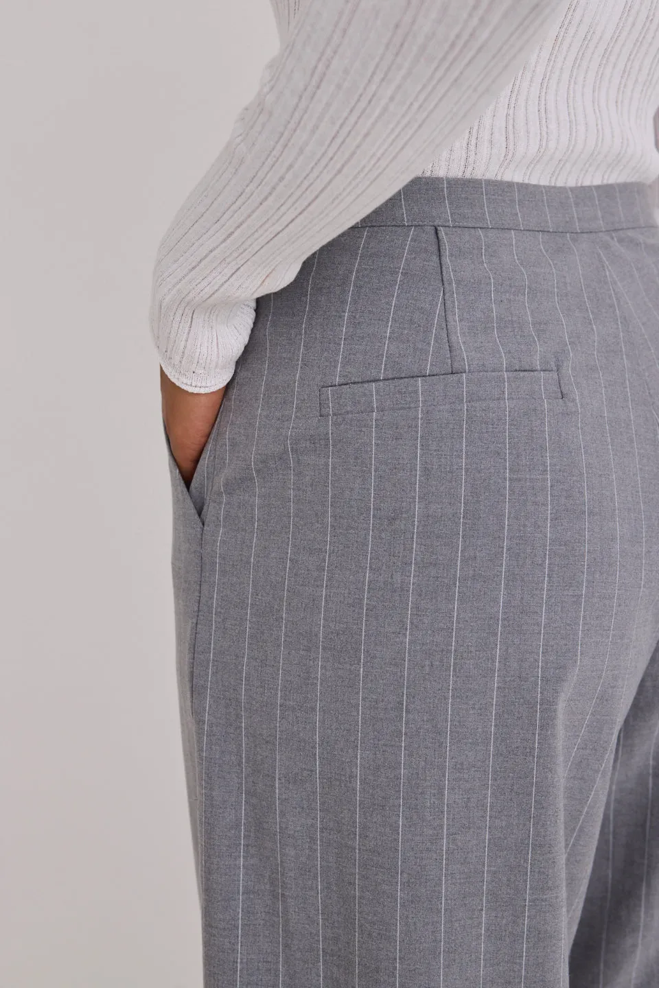 Best Life Grey Pinstripe Wide Leg Pant