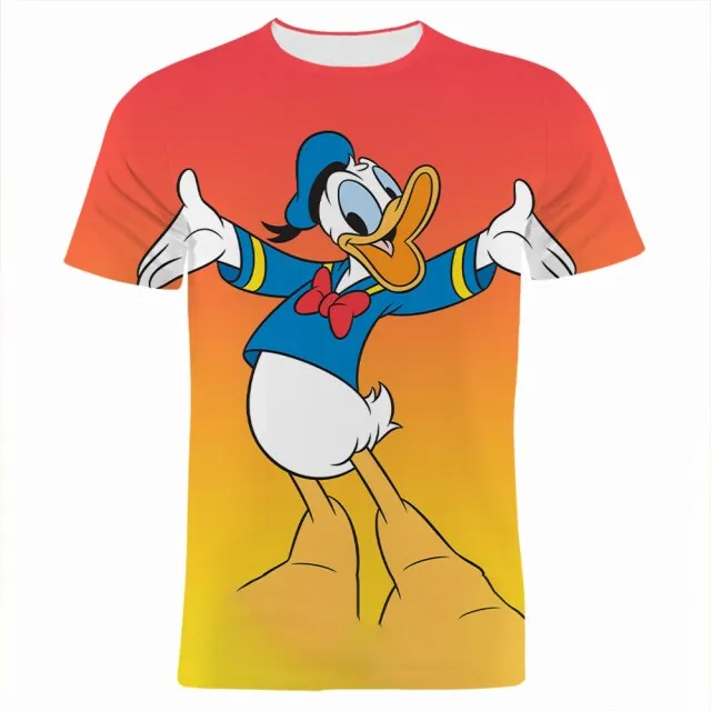 Boy Girl Kids T-shirts Disney Donald Duck Cartoon Anime 3D Print Women Clothing Oversized Harajuku Men Tee Shirt Tops