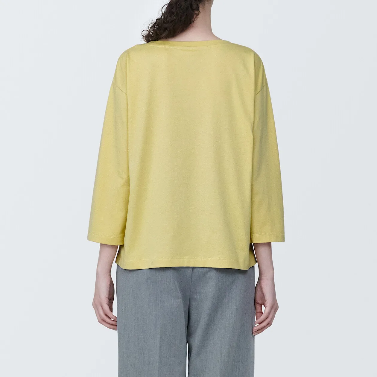 Cotton Jersey Boatneck 3/4 Sleeve T-Shirt