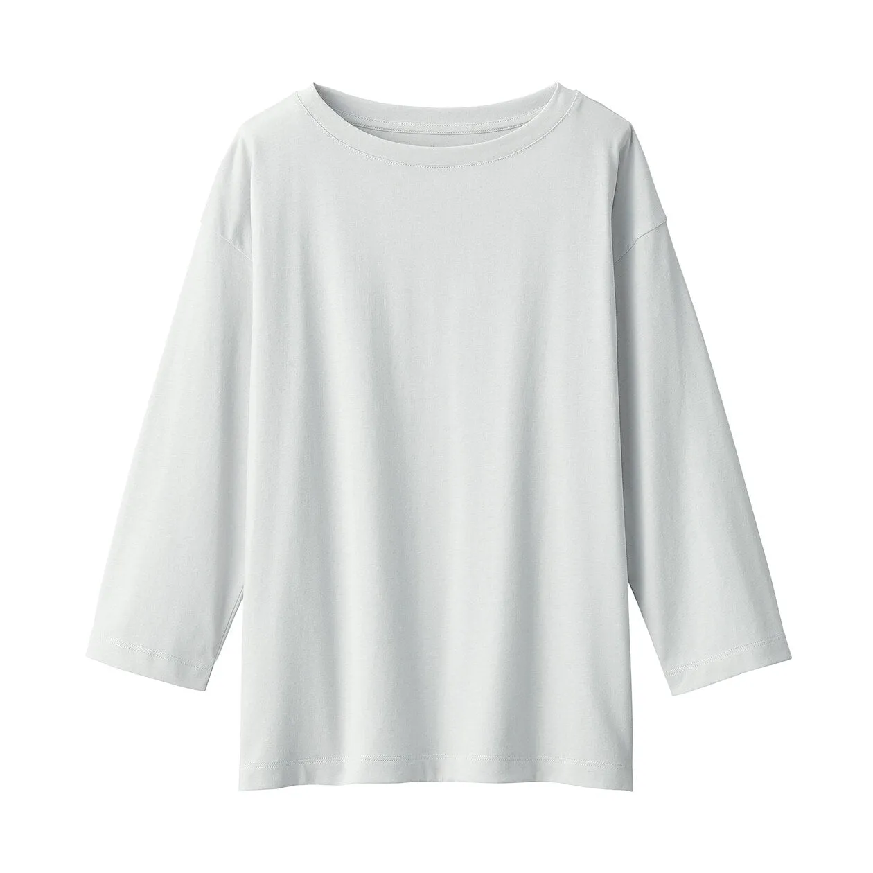 Cotton Jersey Boatneck 3/4 Sleeve T-Shirt
