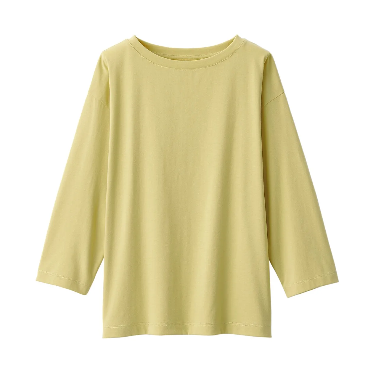 Cotton Jersey Boatneck 3/4 Sleeve T-Shirt