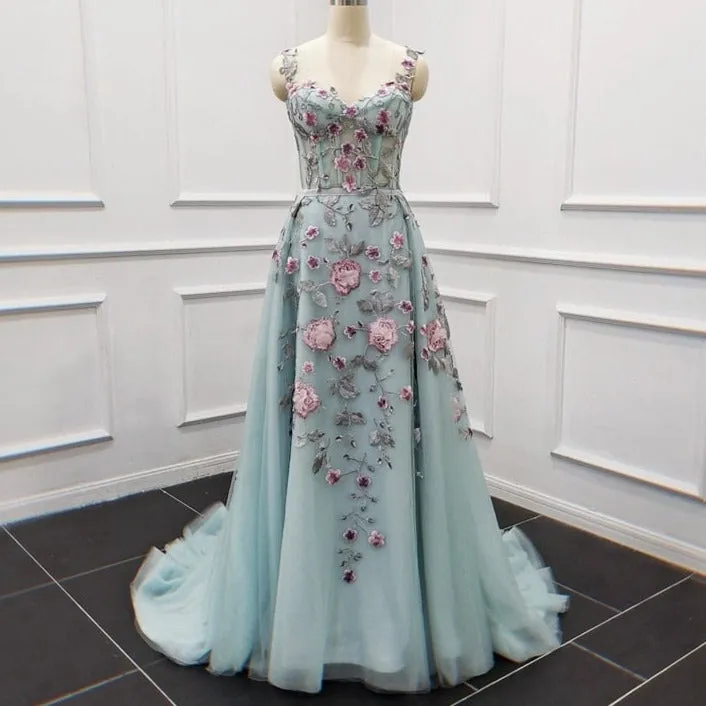 Elegant Luxury 3D Flower Evening Dress