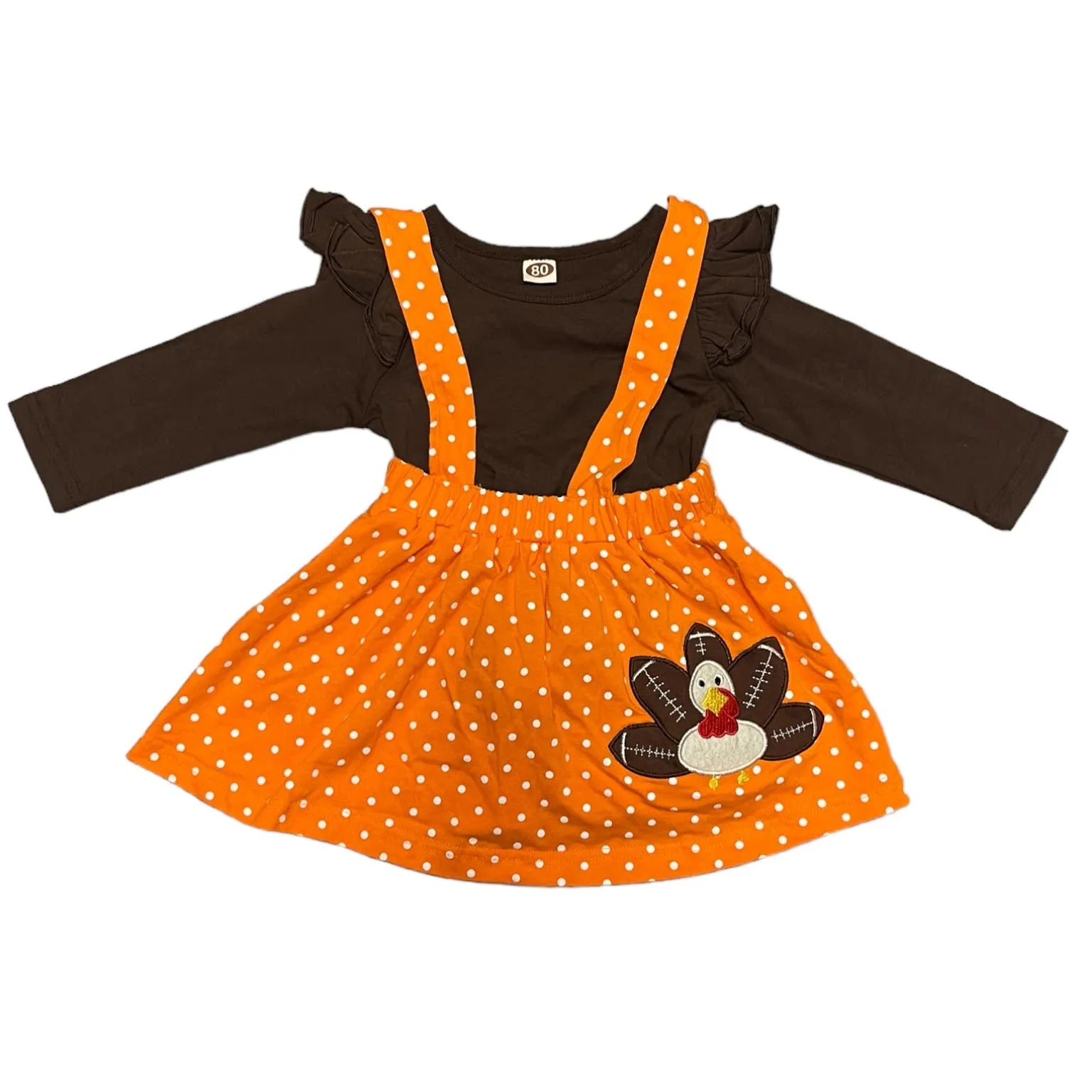 Girl's Football Turkey Skirt & Shirt Set Size 80 or 12 Months