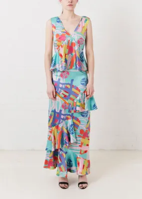 House of Holland Nova Print Satin Maxi Dress