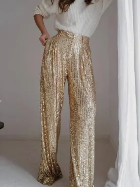 “Late Night” Sequin Wide Leg Pant