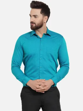 Men's Green Cotton Polka Dots Formal Shirts - Taantav