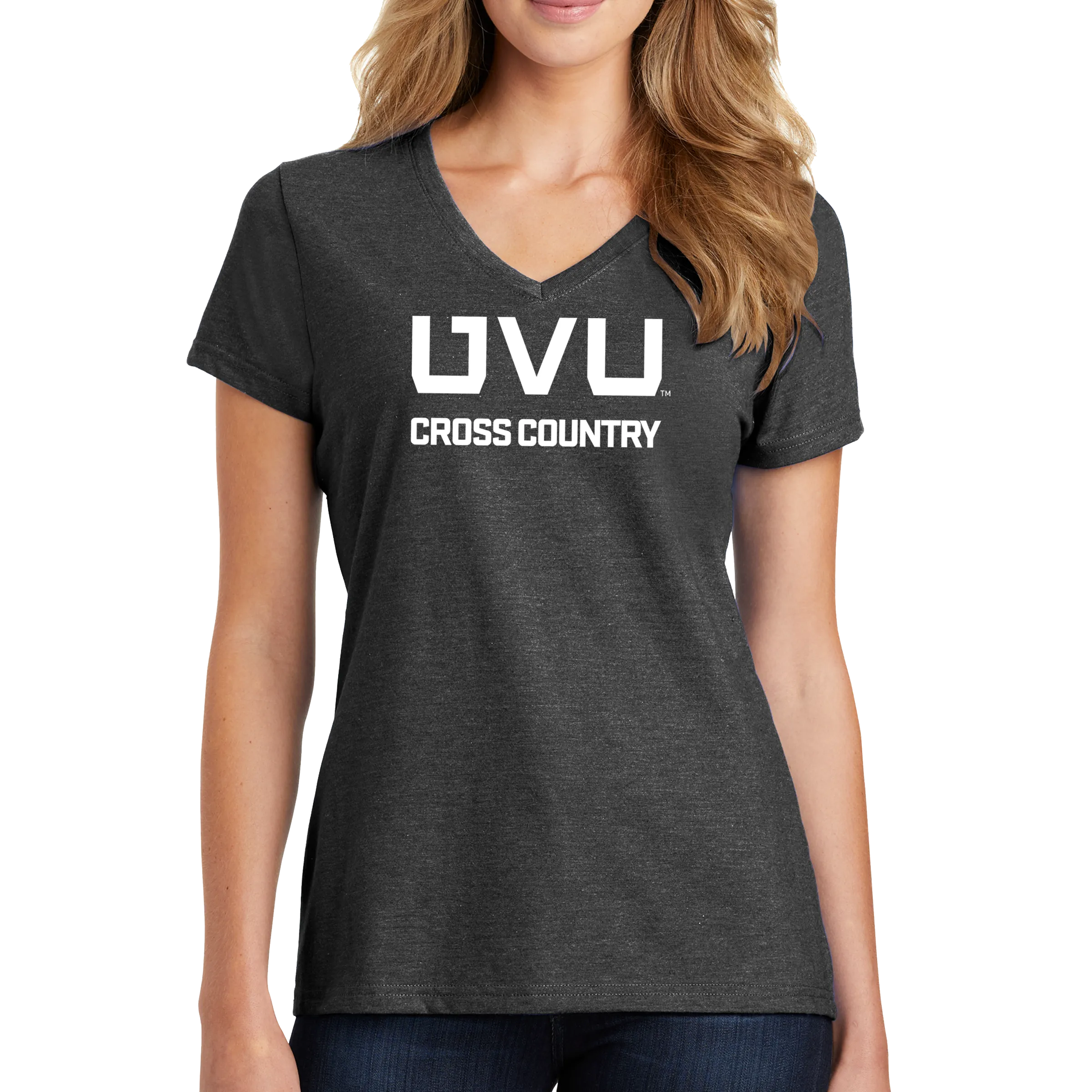 Port & Company Ladies Fan Favorite Blend V-Neck Tee- UVU Cross Country