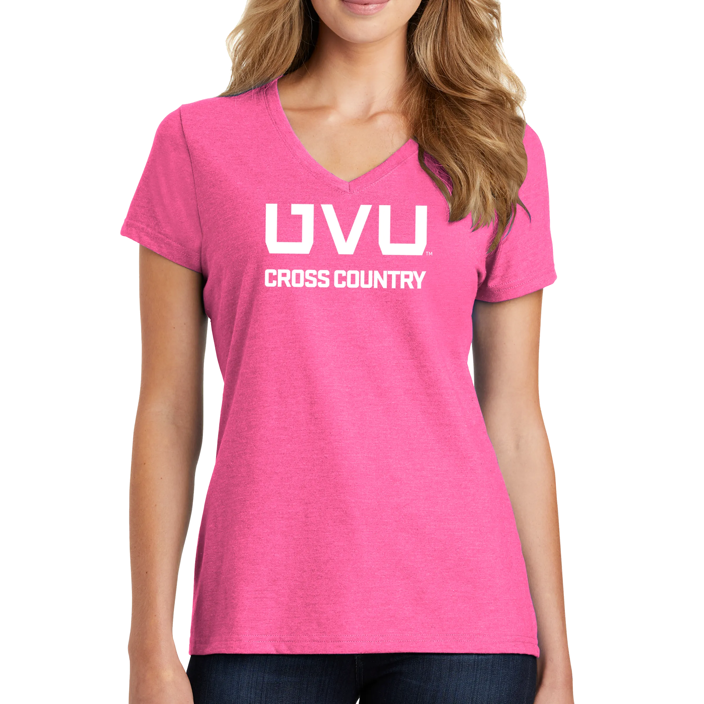 Port & Company Ladies Fan Favorite Blend V-Neck Tee- UVU Cross Country